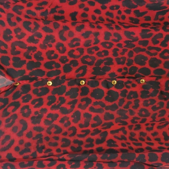 Avon Animal Print Summer 3/4 Sleeve Button-up Blouse Medium - Picture 4 of 9